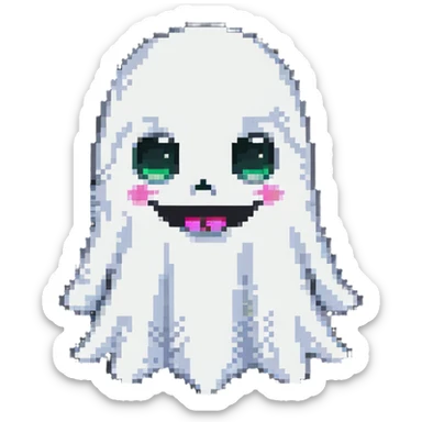 cartoon ghost emoji, winking sticker