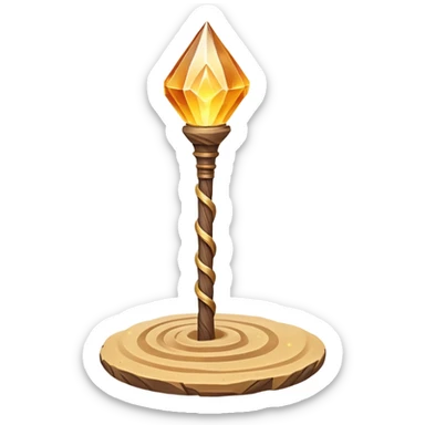 desert sand mage staff object icon, ancient wooden staff, swirling sand crystal on top, glowing golden aura, small floating sand particles, fantasy desert style, 3D cartoon, mobile game icon style, centered, clean background, soft shadow, no text, no watermark
 sticker