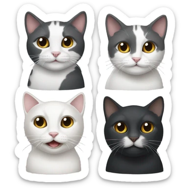 TWO cats: one that is dark grey and white, and one that is black sticker