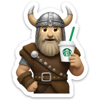 Viking holding a Starbucks drink sticker