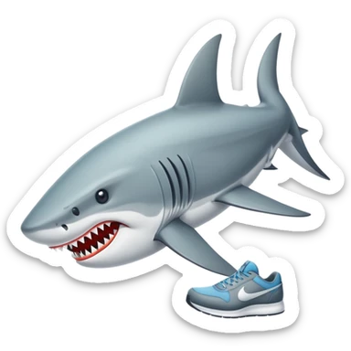 Un tiburón con piernas con zapatos nike sticker