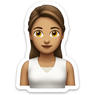 chica blanca con pelo largo, lacio y castaño oscuro  sticker