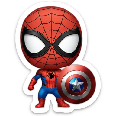 Spider man with captain america shield sticker