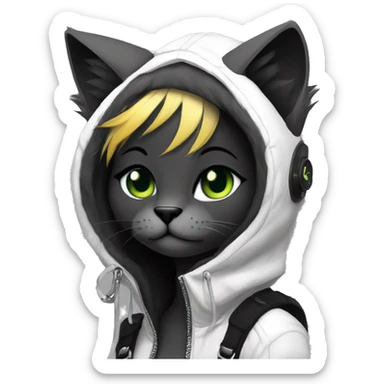 Edgy Shy Anthro cool pretty dark cat-fursona punk techwear sticker