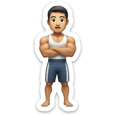 buff gym asian man full body making a 'I want you' face  sticker