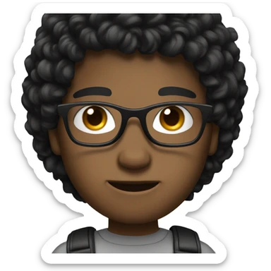 Boy culy black hair with rounded glasses sticker