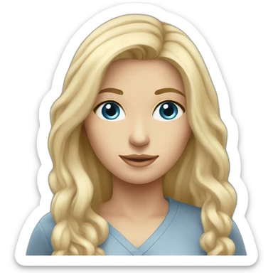 white-women-engineer-with-blue-eyes-and-long-blond-hair-in-grey-long-sleev sticker