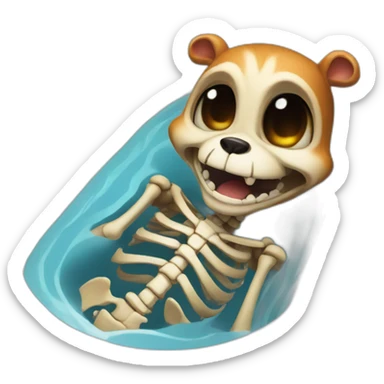 scary-skeleton-chipmunk-in-bathtub sticker