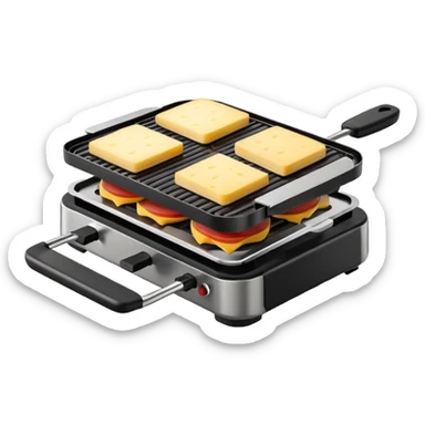 minimalist raclette grill, isometric view, iOS Apple emoji style sticker