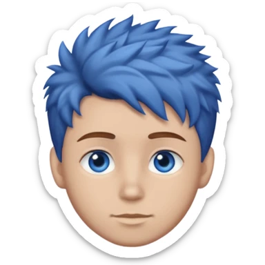 brown hair, blue eyes, textured hair, fluffy, taper fade sticker
