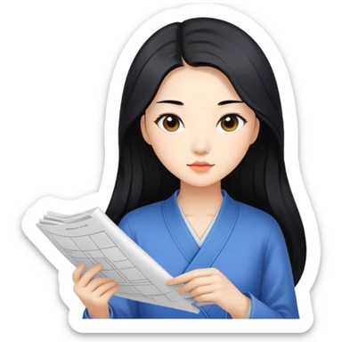 chinese women working on plans with long hair sticker