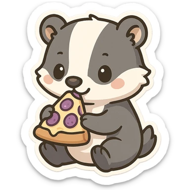 Badger with pizza purple sticker