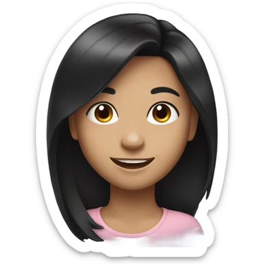 smiling girl with black hair sticker