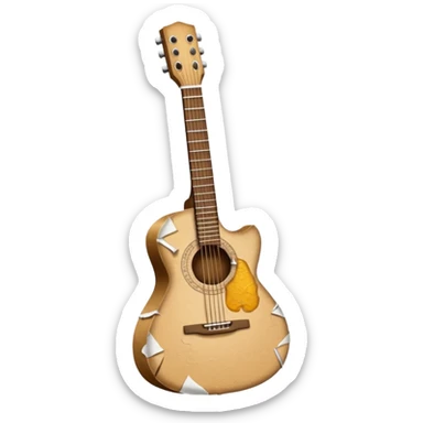 paper acoustic guitar with white paper tears & rips across it sticker