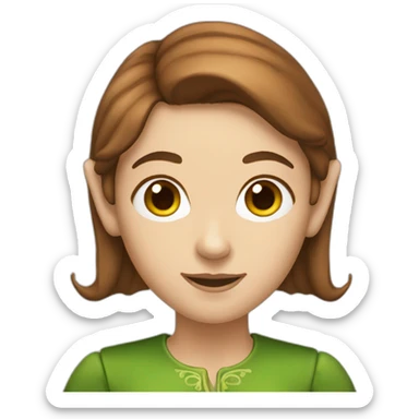 White female with brown hair and elf ears sticker