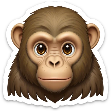 Cinematic Noble Chimpanzee Portrait Emoji, Poised and wise, with a lean, agile build adorned with textured fur and deep, thoughtful eyes, Simplified yet sharp and sophisticated features, highly detailed, glowing with a soft, contemplative glow, high shine, intelligent and vigilant, stylized with an air of primate regality, focused and attentive, soft glowing outline, capturing the essence of a watchful guardian that feels as though it could step out of the screen with effortless authority! sticker