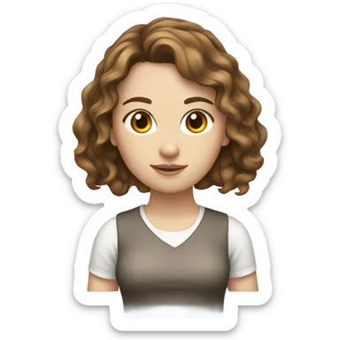 white girl with wavy brown hair with legs sticker