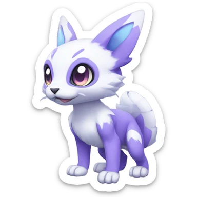 Cute cool purple white blue animal hybrid Fakemon full body sticker