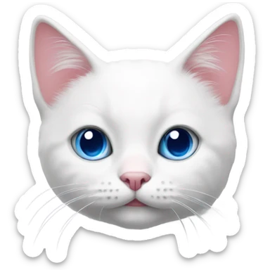 Small white cat with pink nose and big blue eyes sticker