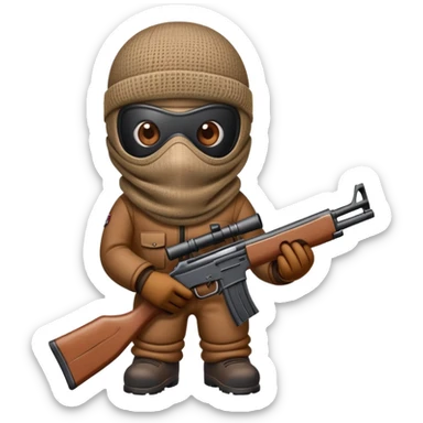 A worm with a gun and a ski mask sticker