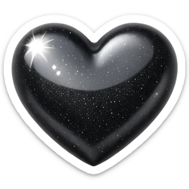 Black sparkle heart sticker