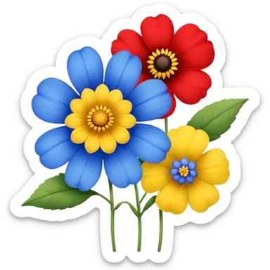 One Yellow flower and one blue flower with red band  sticker