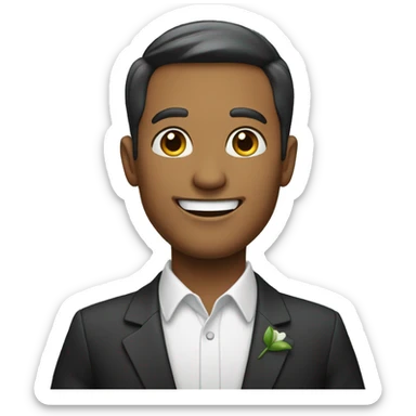 smiling man in formal suit waving Hi sticker