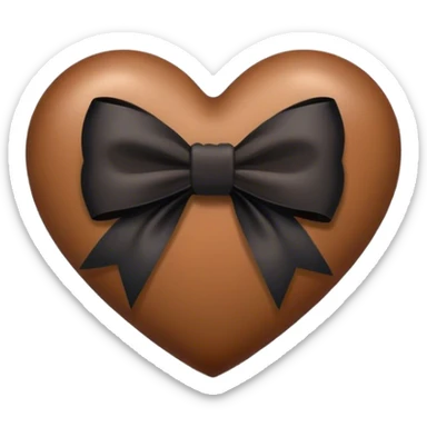 Brown heart with a black bow sticker