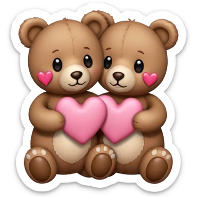 Two teddy bears holding hearts sticker