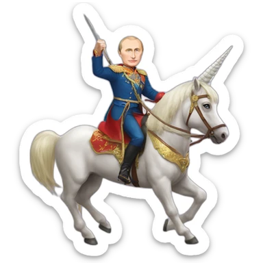 Vladimir putin riding a unicorn sticker