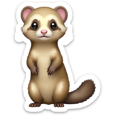 cinematic-[ferret]-realistic-full- long elongated body-standing-emoji,-tiny-paws-tucked-close,-head-tilted-dramatically,-sleek-[sable]-fur,-simplified-yet-realistic-focused-features,-highly-detailed,-glowing-with-an-almost-sarcastic-glow sticker