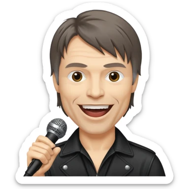 bruce dickinson, metal musician, singing with mirophone sticker