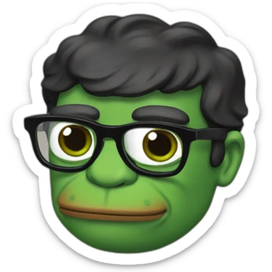 pepe frog black turtleneck glasses sticker