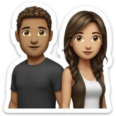 Mixed race couple brown hair brown eyes white and black sticker