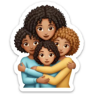 three black girls with curly hair hugging sticker