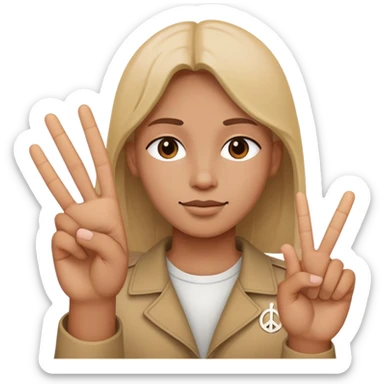Straight face with peace sign  sticker