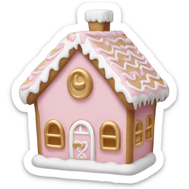 light pink and gold and white gingerbread house sticker