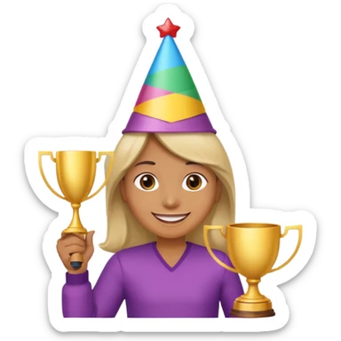 Create an emoji that reflects man/woman that is happy, and that asks a lot of questions and get rewarded as most active participant in a training sticker