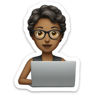 women with eyewear and laptop  sticker