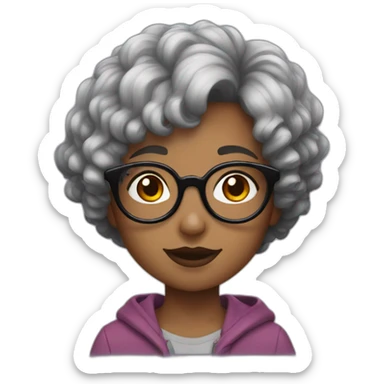 girl with short curly dark brown hair and harry potter glasses sticker