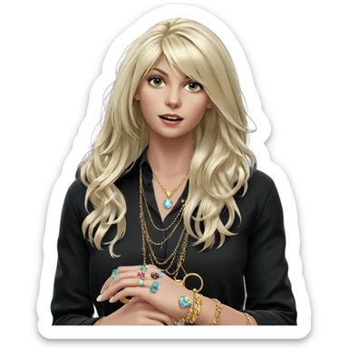 blonde girl with jewelry sticker