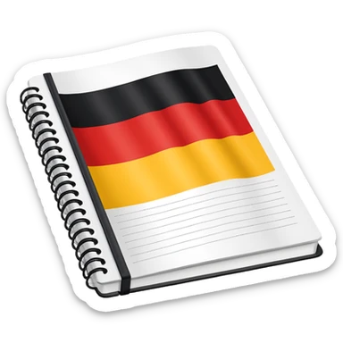 open notebook with German flag on the page sticker