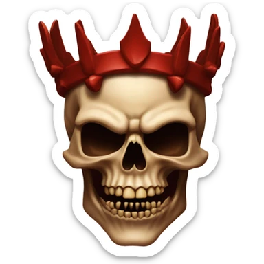 A demon's skull with thrones and teeth and red background  sticker