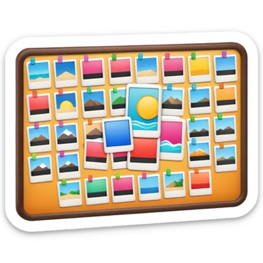 board with many polaroid photo sticker