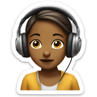 Small girl listening to music  sticker