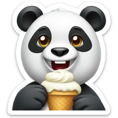 Panda eating ice cream sticker
