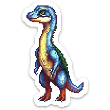 velociraptor, pixel art style, simple and colorful sticker