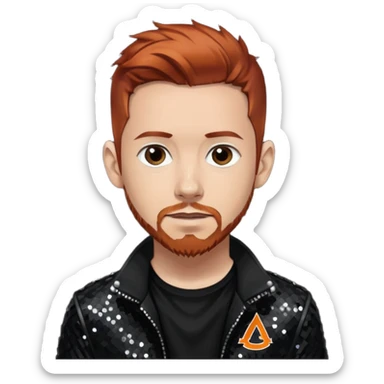Dave Phoenix Farrell from Linkin Park with auburn hair, light skin, black sequin outfit sticker