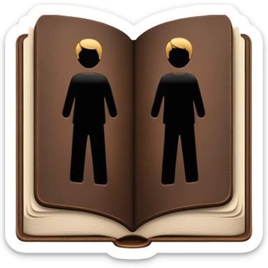 open brown book with completely empty, black pages sticker