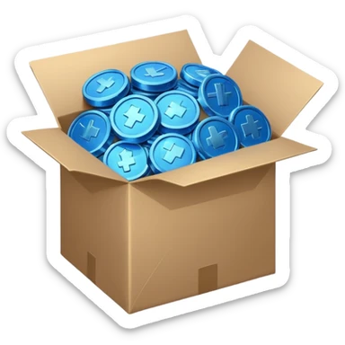 blue coins credit in a package sticker